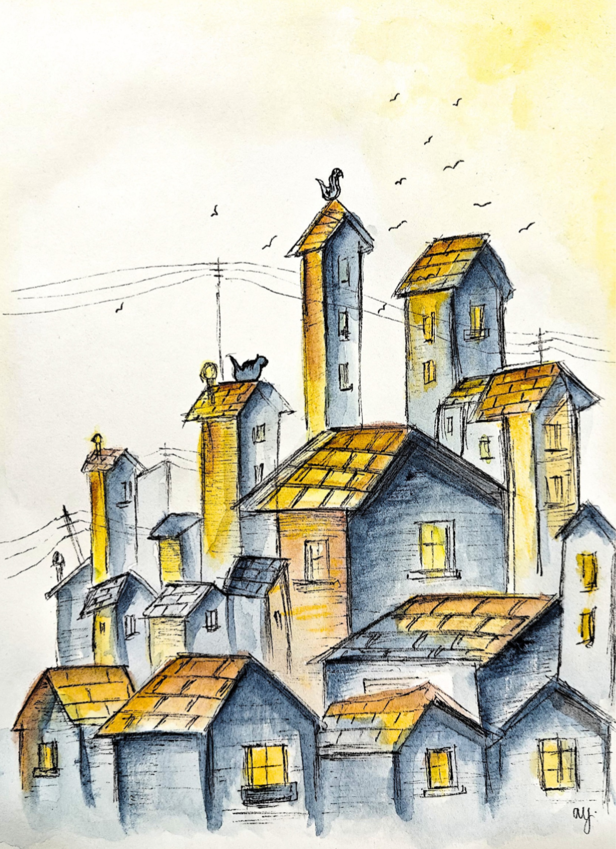A crowded rooftop