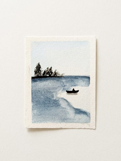 Lone Boat at Dusk